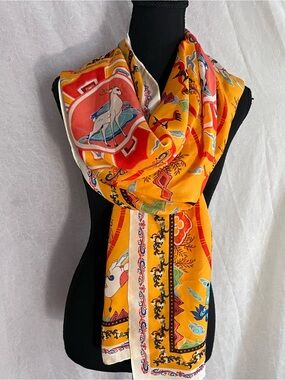 100% silk scarf Chinese print